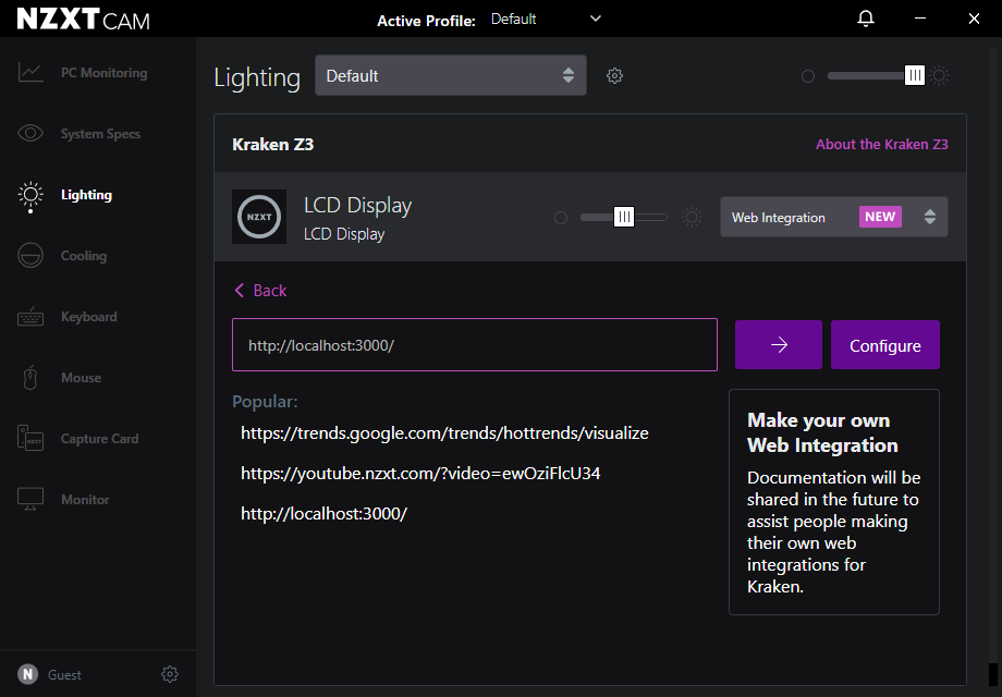 Web Integration Mode Custom Options